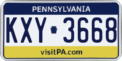 PA license plate KXY3668