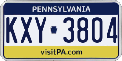 PA license plate KXY3804