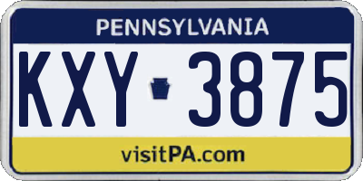 PA license plate KXY3875