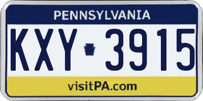 PA license plate KXY3915