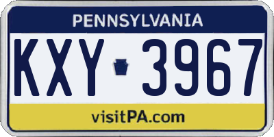 PA license plate KXY3967