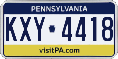 PA license plate KXY4418