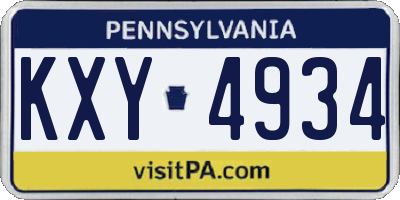 PA license plate KXY4934