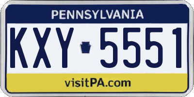 PA license plate KXY5551