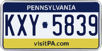 PA license plate KXY5839