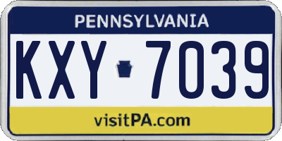 PA license plate KXY7039