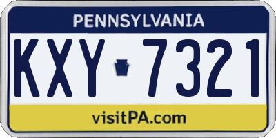 PA license plate KXY7321