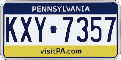 PA license plate KXY7357