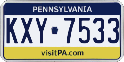 PA license plate KXY7533
