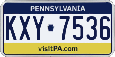 PA license plate KXY7536