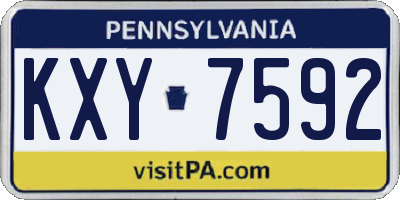 PA license plate KXY7592