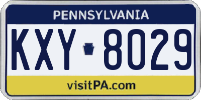 PA license plate KXY8029