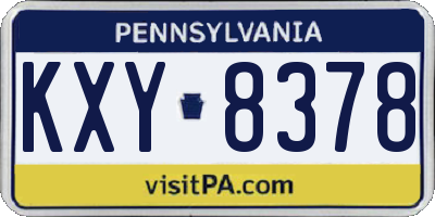 PA license plate KXY8378
