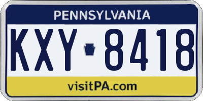 PA license plate KXY8418