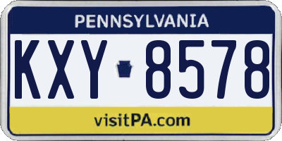 PA license plate KXY8578