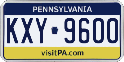 PA license plate KXY9600