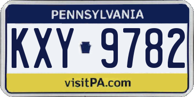 PA license plate KXY9782