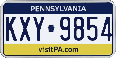 PA license plate KXY9854