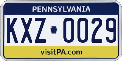 PA license plate KXZ0029