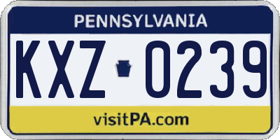 PA license plate KXZ0239