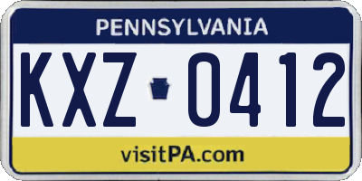 PA license plate KXZ0412