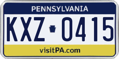 PA license plate KXZ0415