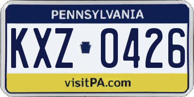 PA license plate KXZ0426