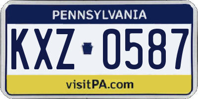 PA license plate KXZ0587