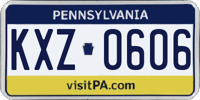 PA license plate KXZ0606