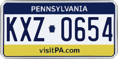 PA license plate KXZ0654