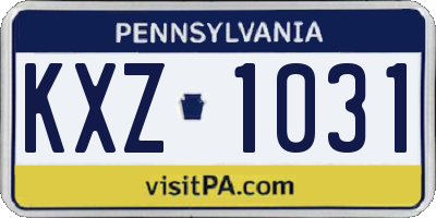 PA license plate KXZ1031