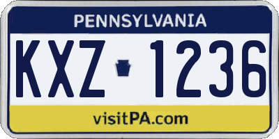 PA license plate KXZ1236