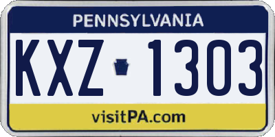 PA license plate KXZ1303
