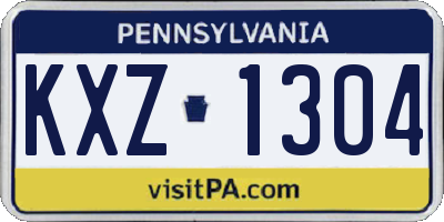 PA license plate KXZ1304