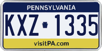 PA license plate KXZ1335