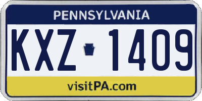 PA license plate KXZ1409