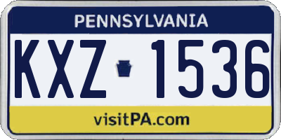 PA license plate KXZ1536