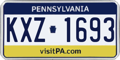 PA license plate KXZ1693