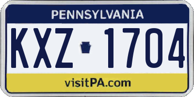 PA license plate KXZ1704