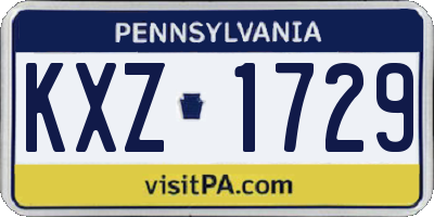 PA license plate KXZ1729