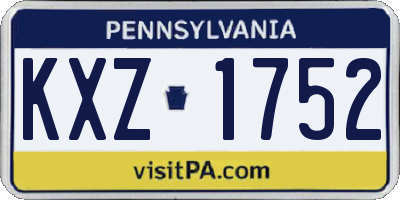 PA license plate KXZ1752