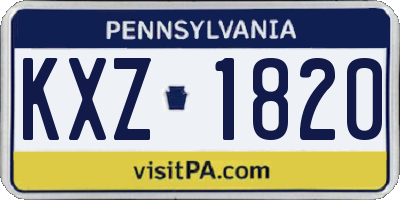 PA license plate KXZ1820