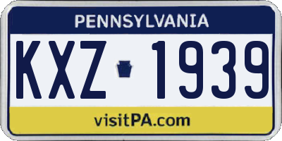 PA license plate KXZ1939