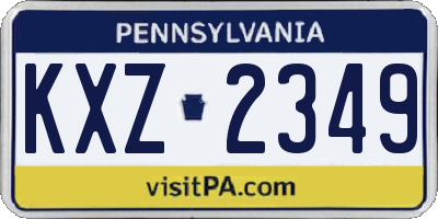 PA license plate KXZ2349