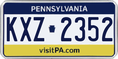 PA license plate KXZ2352