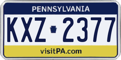 PA license plate KXZ2377