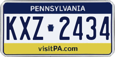 PA license plate KXZ2434