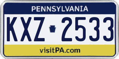 PA license plate KXZ2533
