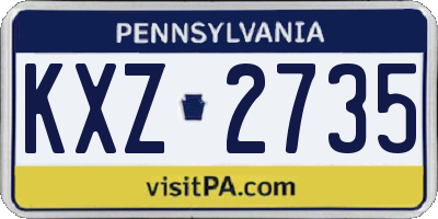 PA license plate KXZ2735