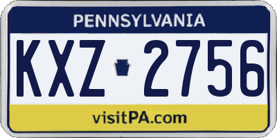 PA license plate KXZ2756
